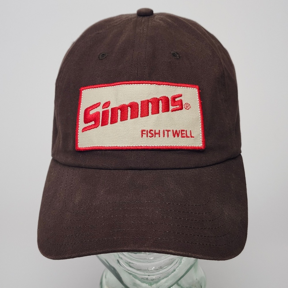 Simms Fishing Fish It Well Patch Hat Cap Brown Twill Snapback Fly Fish